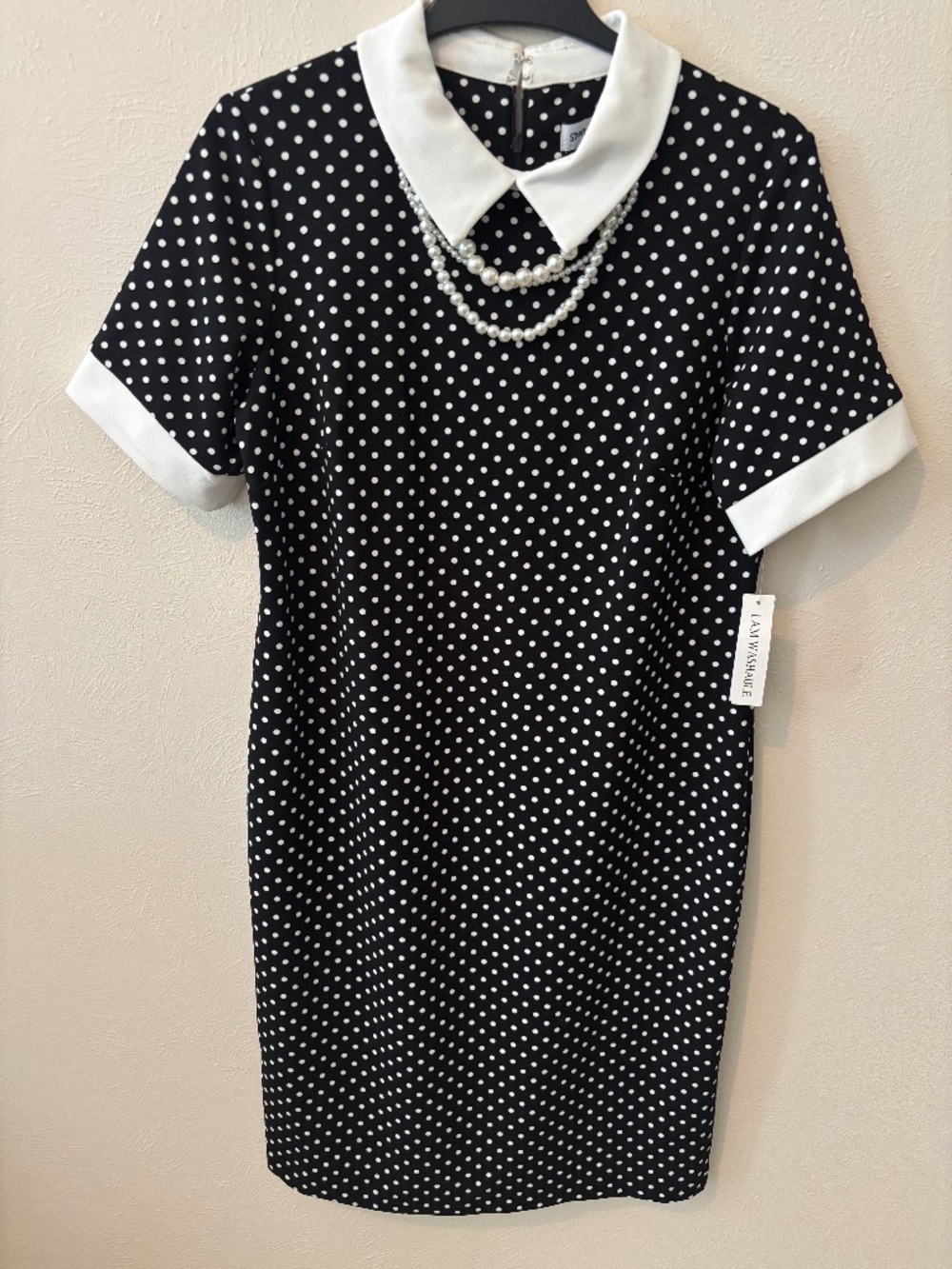 Shelby & Palmer Women's Black and White Polka Dot Midi Dress - Size 16